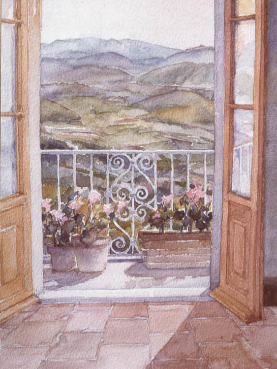 067 Il balcone acquerello 1990
